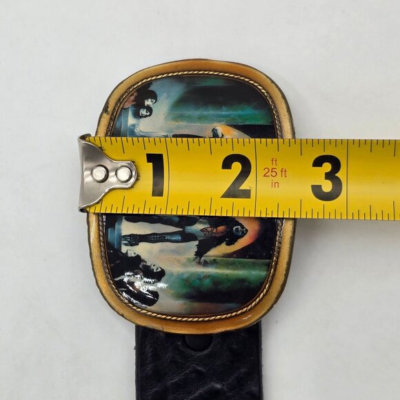 VTG KISS Love Gun Pacifica Belt Buckle w/ 42" Black Leather Brass 1977 - Picture 11 of 12